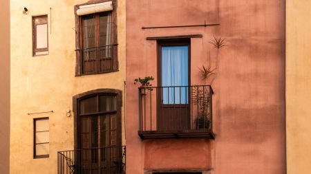 Pink toned building exterior